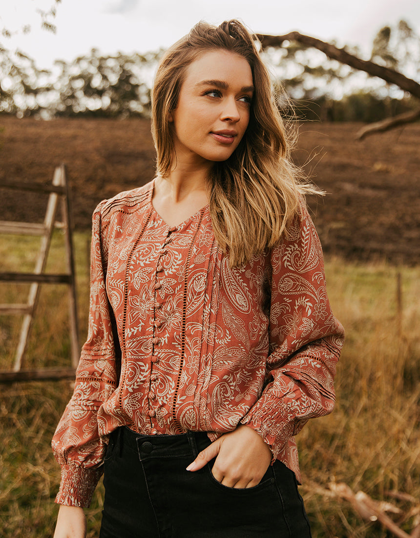 Juliette Paisley Top Paisley Print – Foxwood Clothing