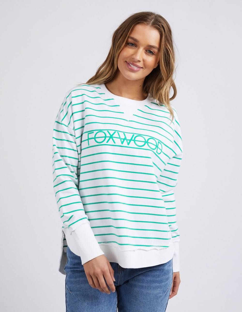 Simplified Stripe Crew Green