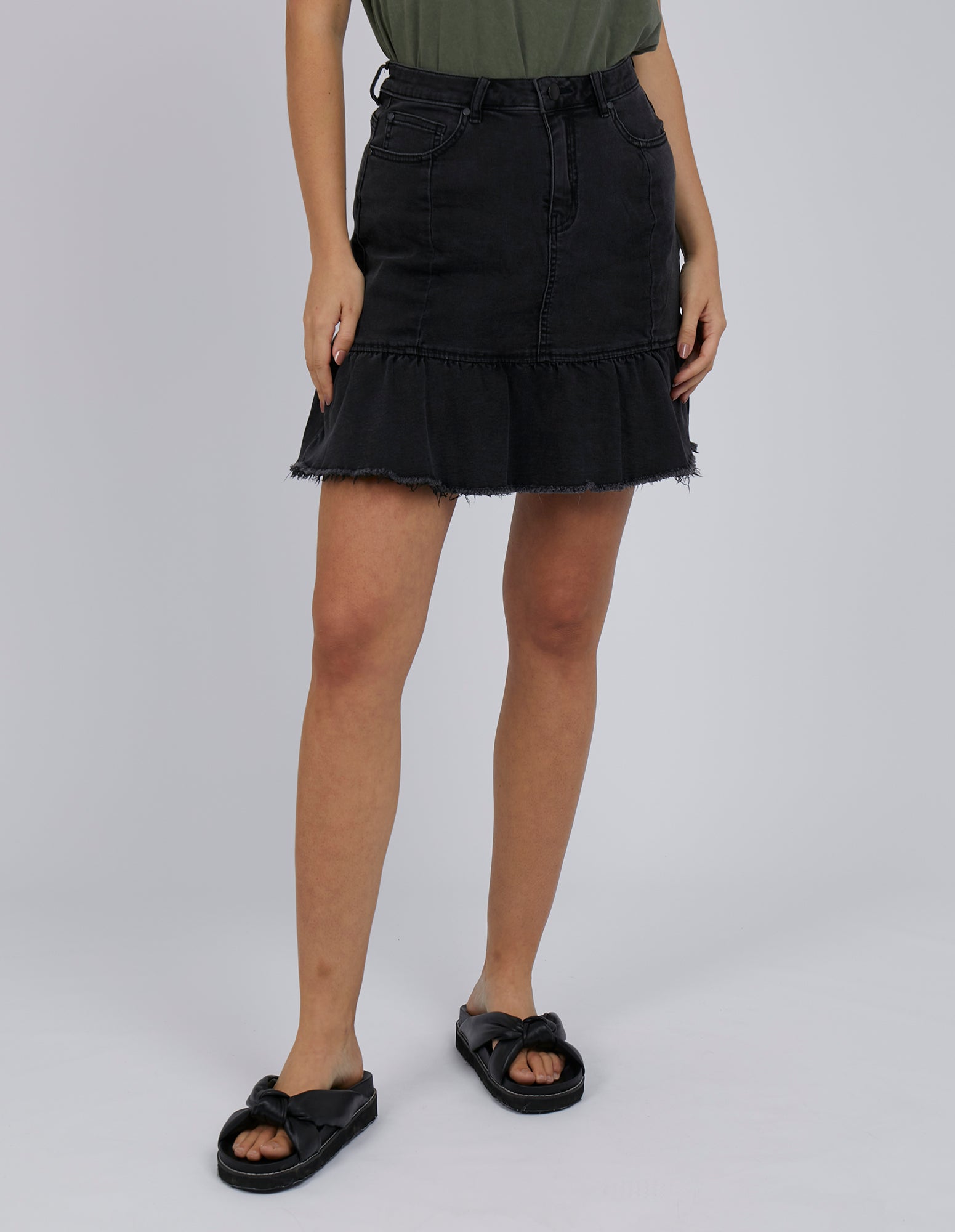 Washed black 2024 denim skirt