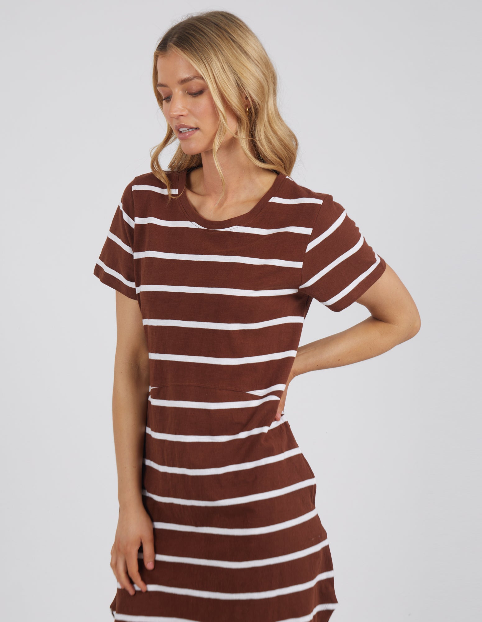 Maroon and white striped t discount shirt dress